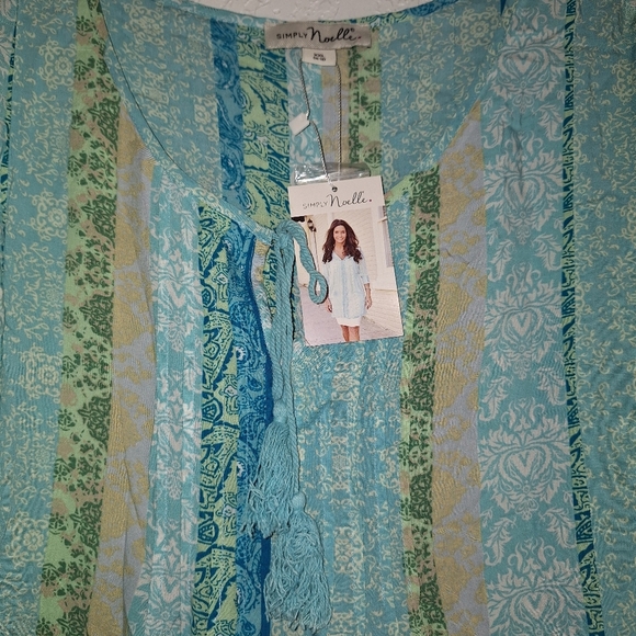 NWT Simply Noelle BoHo Long Sleeve Tie Neck Tunic Blouse Women's Size XXL - Picture 6 of 12